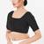 Women's tafeta silk padded front open elbow sleeves saree blouse