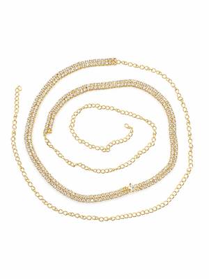 Gold plated cubic zircon double line kamarbandh waist chain 1