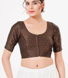 Women's tafeta silk padded front open elbow sleeves saree blouse