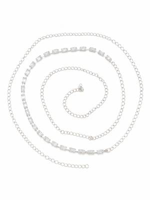 Silver plated baguette cz kamarbandh waist chain 1