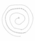 Silver plated baguette cz kamarbandh waist chain