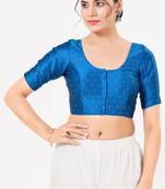 Women's tafeta silk padded front open elbow sleeves saree blouse