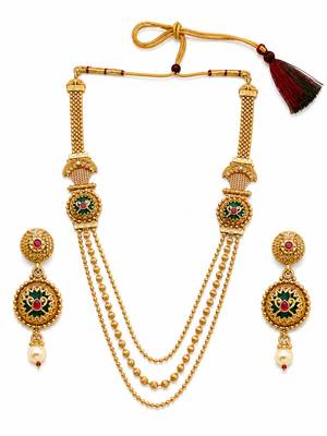 Gold plated layered heritage necklace set 1