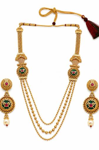 Gold plated layered heritage necklace set