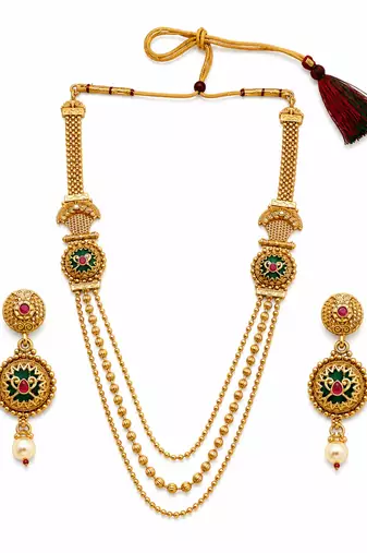 Gold plated layered heritage necklace set