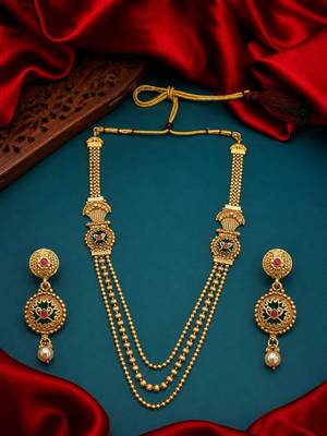 Gold plated layered heritage necklace set 2