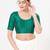 Women's tafeta silk padded front open elbow sleeves saree blouse
