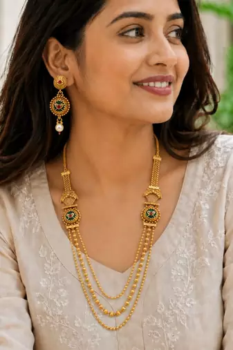 Gold plated layered heritage necklace set