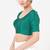 Women's tafeta silk padded front open elbow sleeves saree blouse