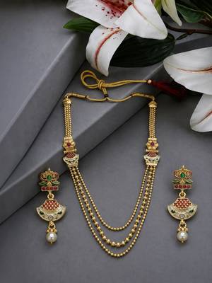 Gold plated layered meenakari necklace set 2