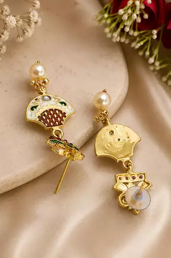 Gold plated layered meenakari necklace set