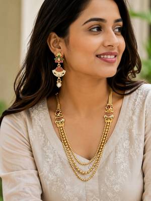 Gold plated layered meenakari necklace set 5