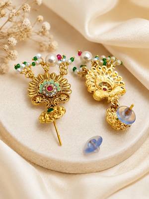 Gold plated jaipuri meenakari choker necklace set 4