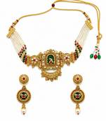 Gold plated rajwadi heritage choker necklace set