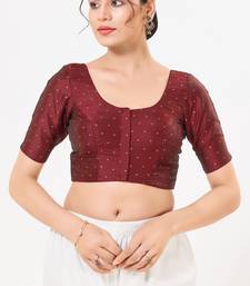 Women's tafeta silk padded front open elbow sleeves saree blouse
