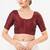 Women's tafeta silk padded front open elbow sleeves saree blouse