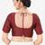 Women's tafeta silk padded front open elbow sleeves saree blouse
