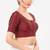 Women's tafeta silk padded front open elbow sleeves saree blouse