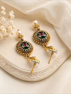 Gold plated rajwadi heritage choker necklace set 4