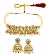 Gold tone floral meenakari cz choker necklace set