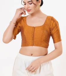 Women's tafeta silk padded front open elbow sleeves saree blouse