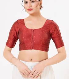Women's tafeta silk padded front open elbow sleeves saree blouse