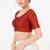 Women's tafeta silk padded front open elbow sleeves saree blouse