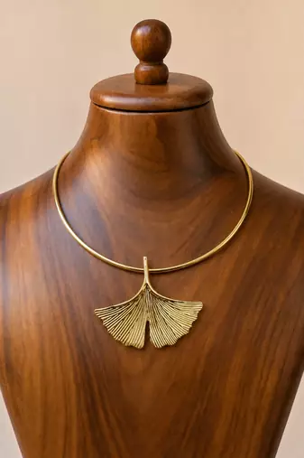 Ginkgo leaf anti tarnish necklace set