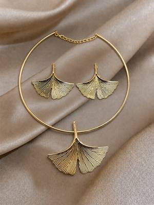 Ginkgo leaf anti tarnish necklace set 4