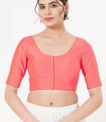 Women's tafeta silk padded front open elbow sleeves saree blouse