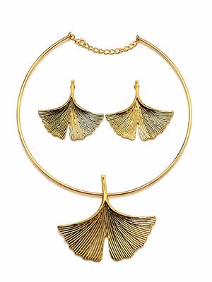 Ginkgo leaf anti tarnish necklace set 5