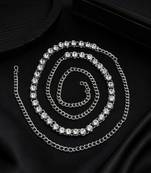 Silver plated cz adjustable kamarbandh waist belt