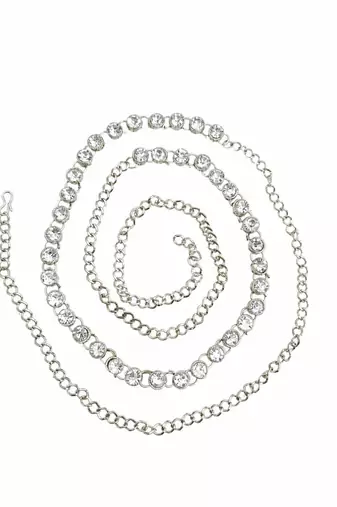 Silver plated cz adjustable kamarbandh waist belt