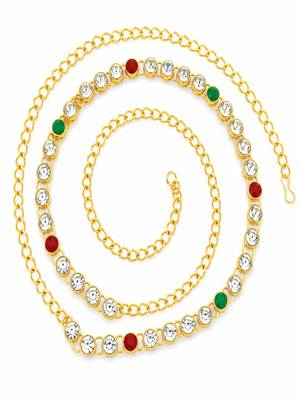 Multicolor gold plated cz adjustable kamarbandh waist chain 2