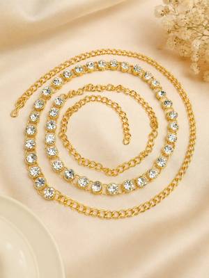 Gold plated cz adjustable kamarbandh waist belt 1