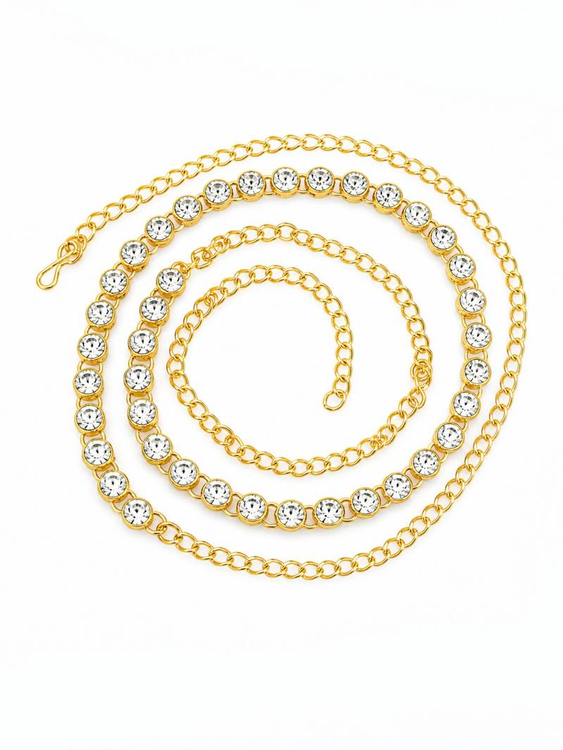 Gold plated cz adjustable kamarbandh waist belt
