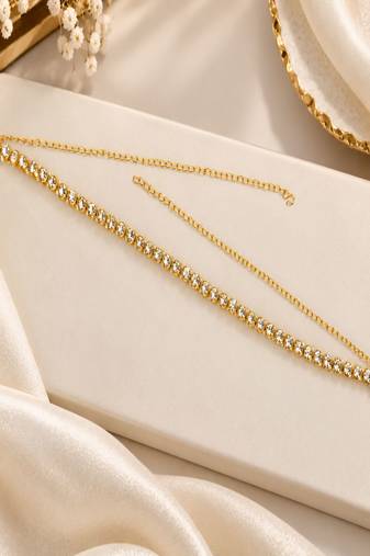 Gold plated cz adjustable kamarbandh waist belt