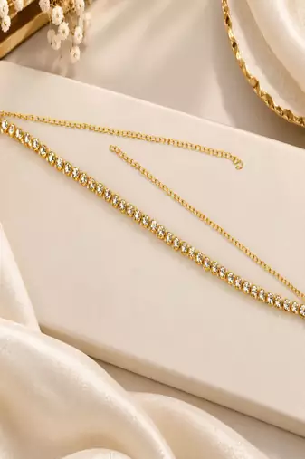 Gold plated cz adjustable kamarbandh waist belt