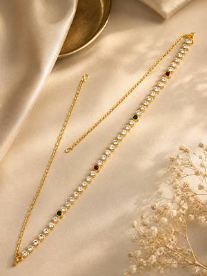 Multicolor gold plated cz adjustable kamarbandh waist chain 1