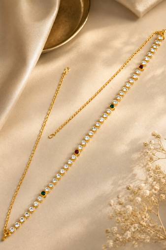 Multicolor gold plated cz adjustable kamarbandh waist chain