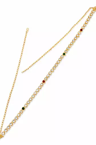 Multicolor gold plated cz adjustable kamarbandh waist chain