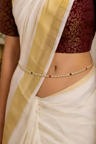 Multicolor gold plated cz adjustable kamarbandh waist chain
