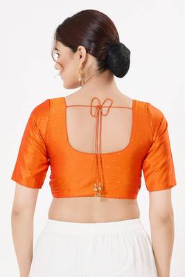 Women's tafeta silk padded front open elbow sleeves saree blouse 2