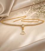 Gold plated cz teardrop design adjustable kamarbandh waist belt