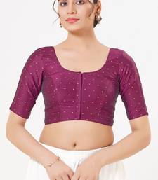 Women's tafeta silk padded front open elbow sleeves saree blouse
