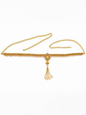 Gold plated cz teardrop design adjustable kamarbandh waist belt 2