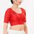 Women's tafeta silk padded front open elbow sleeves saree blouse