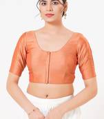 Women's tafeta silk padded front open elbow sleeves saree blouse