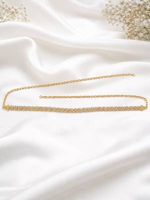 Gold plated cz floral adjustable kamarbandh waist belt 1