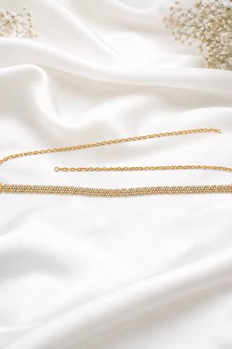 Gold plated cz floral adjustable kamarbandh waist belt